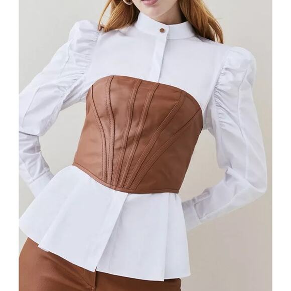 Karen Millen Tops - ❌SOLD❌ Karen Millen Lamb Leather Corset Tube Top Tan Brown Size 2 / Extra Small